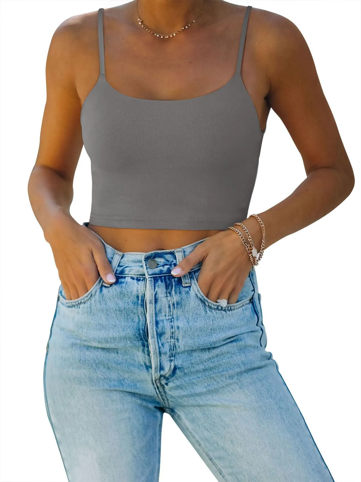 Adjustable Spaghetti Strap Seamless Camisole Crop Tops