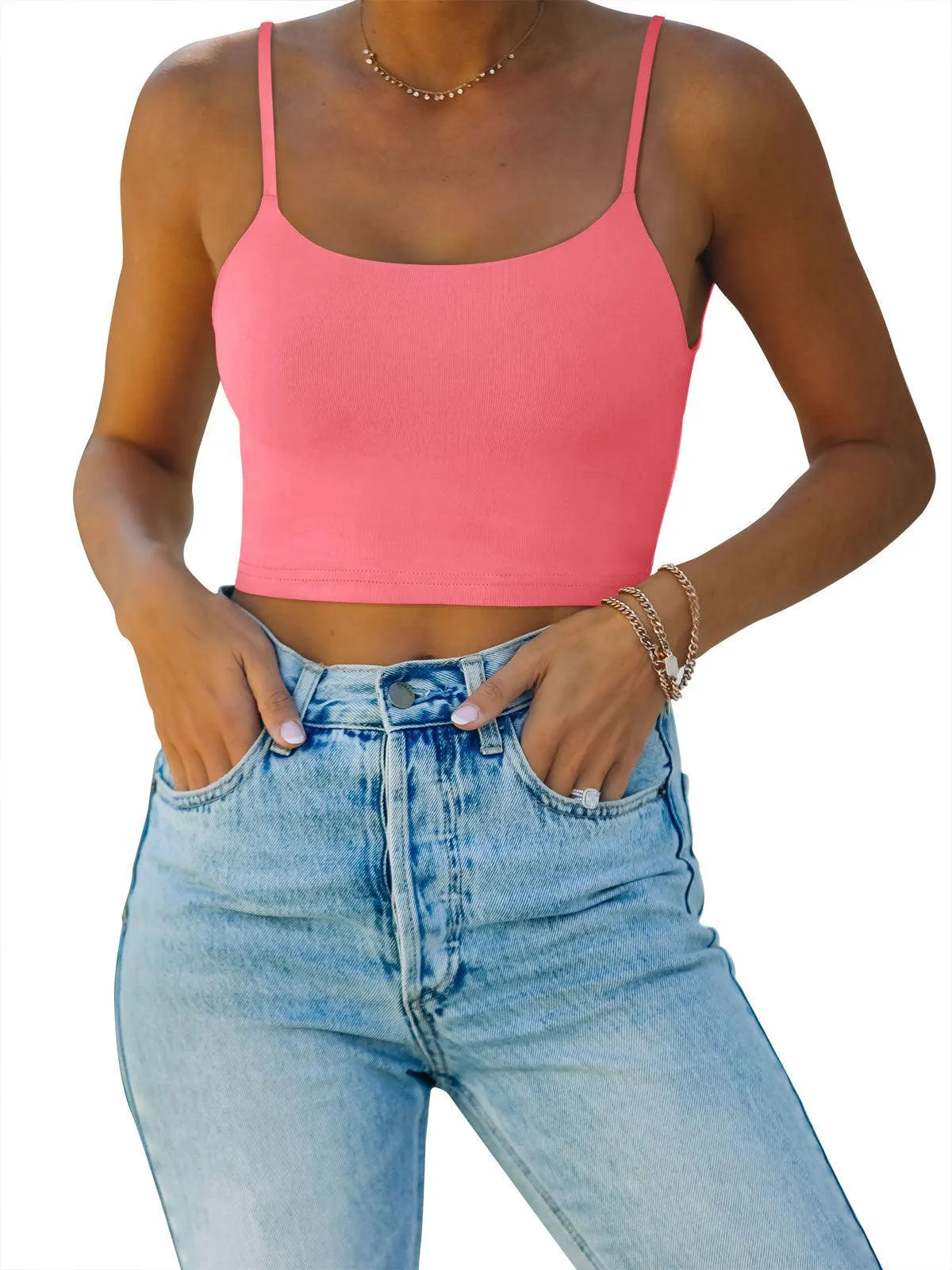 Adjustable Spaghetti Strap Seamless Camisole Crop Tops