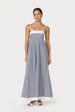 Adriana Maxi Poplin Dress in Denim Stripe Lilac Tone Calm Fit Adriana Maxi Poplin Dress in Denim Stripe