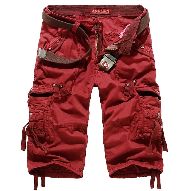Adventure Utility Cargo Shorts for Men - ArmyGreen Wine Gradient