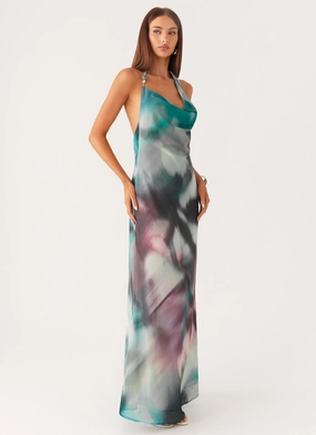 Aesthetic Look Lost At Sea Maxi Dress - Sea Splash Light Motion Structured-Shape Lost At Sea Maxi Dress - Sea Splash