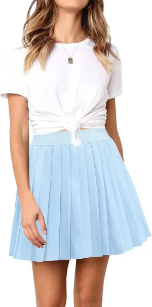 Afibi Women Short Uniform High Waist Pleated Skater Tennis Skirt with Shorts