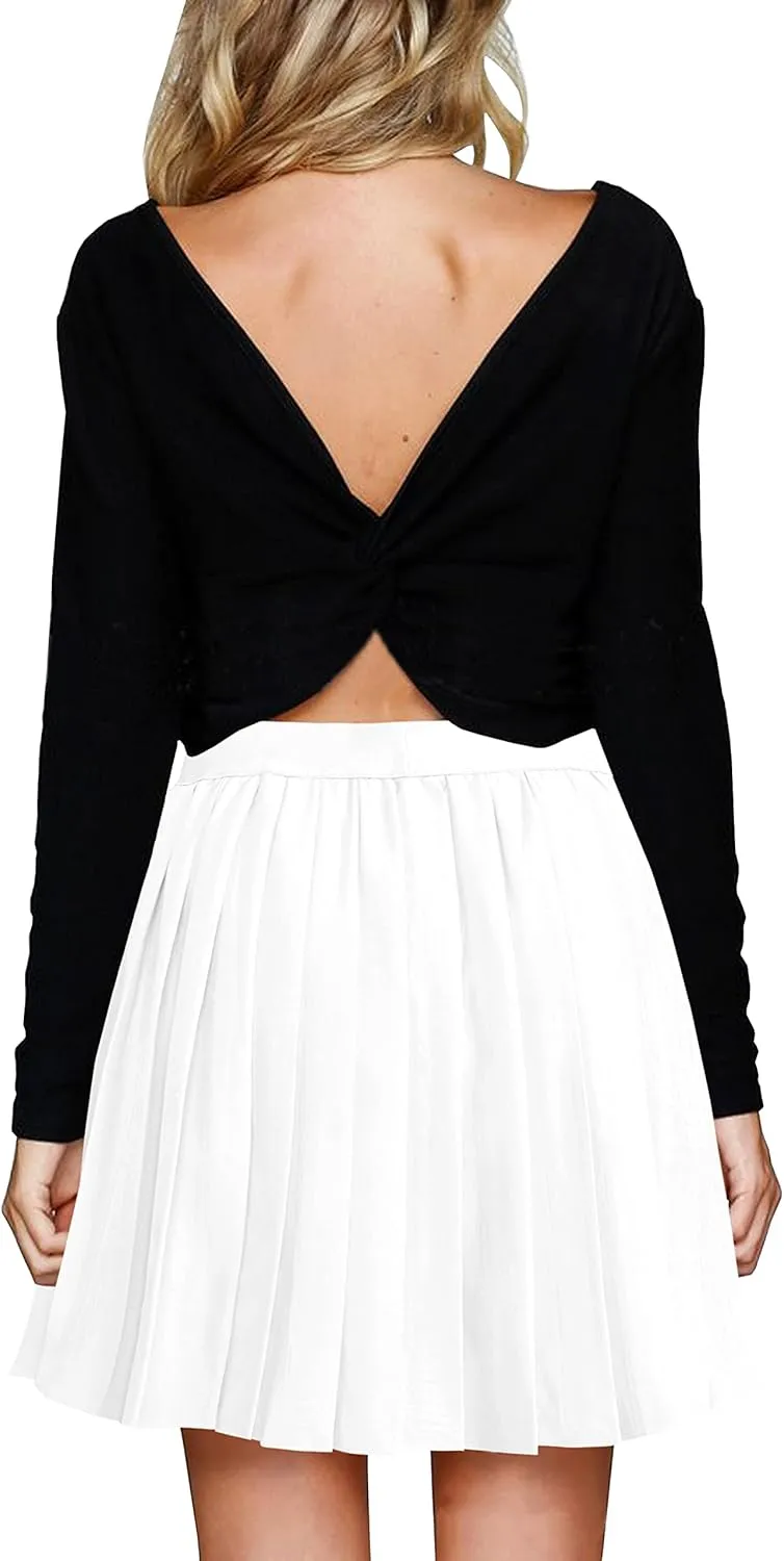 Afibi Women Short Uniform High Waist Pleated Skater Tennis Skirt with Shorts