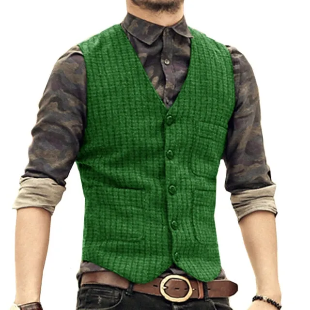 Aidase Men's V-Neck Suit Vests Fashion Formal Slim Fit Business Dress Vest Waistcoat Steampunk
