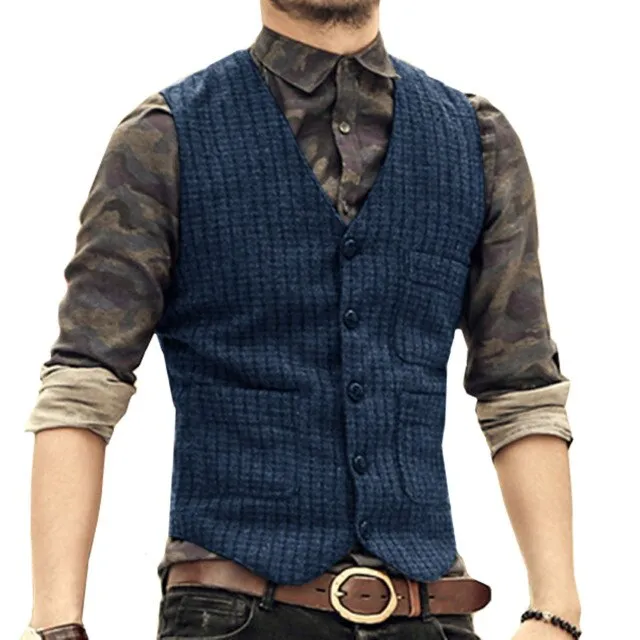Aidase Men's V-Neck Suit Vests Fashion Formal Slim Fit Business Dress Vest Waistcoat Steampunk