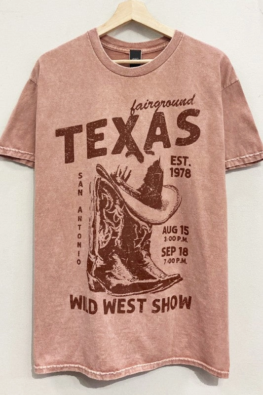 Comfortable Durable Color Retention Texas Wild West Tee S-XL
