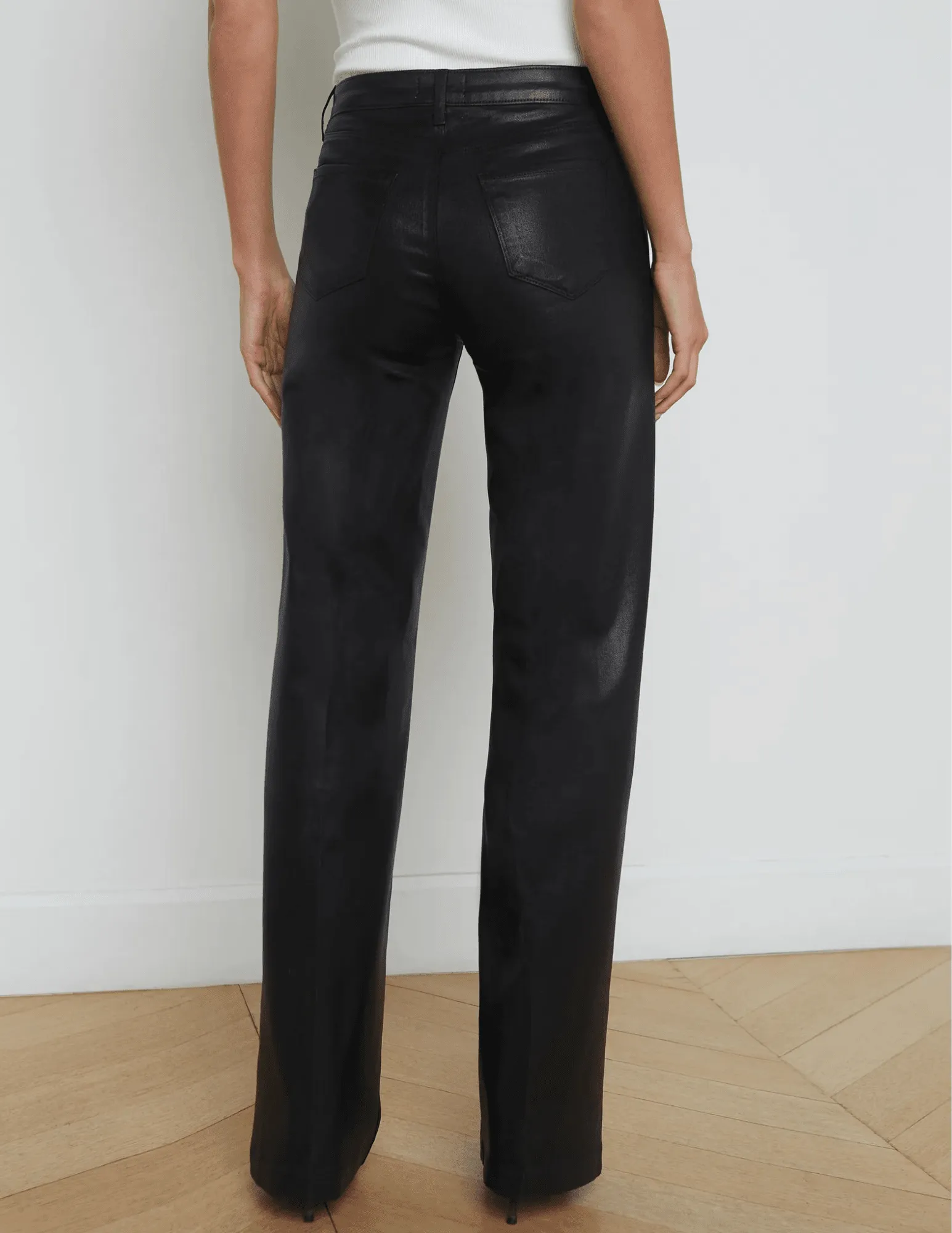 City Ready L??AGENCE Clayton High Rise Wide Leg Coated Jeans in Black Coated