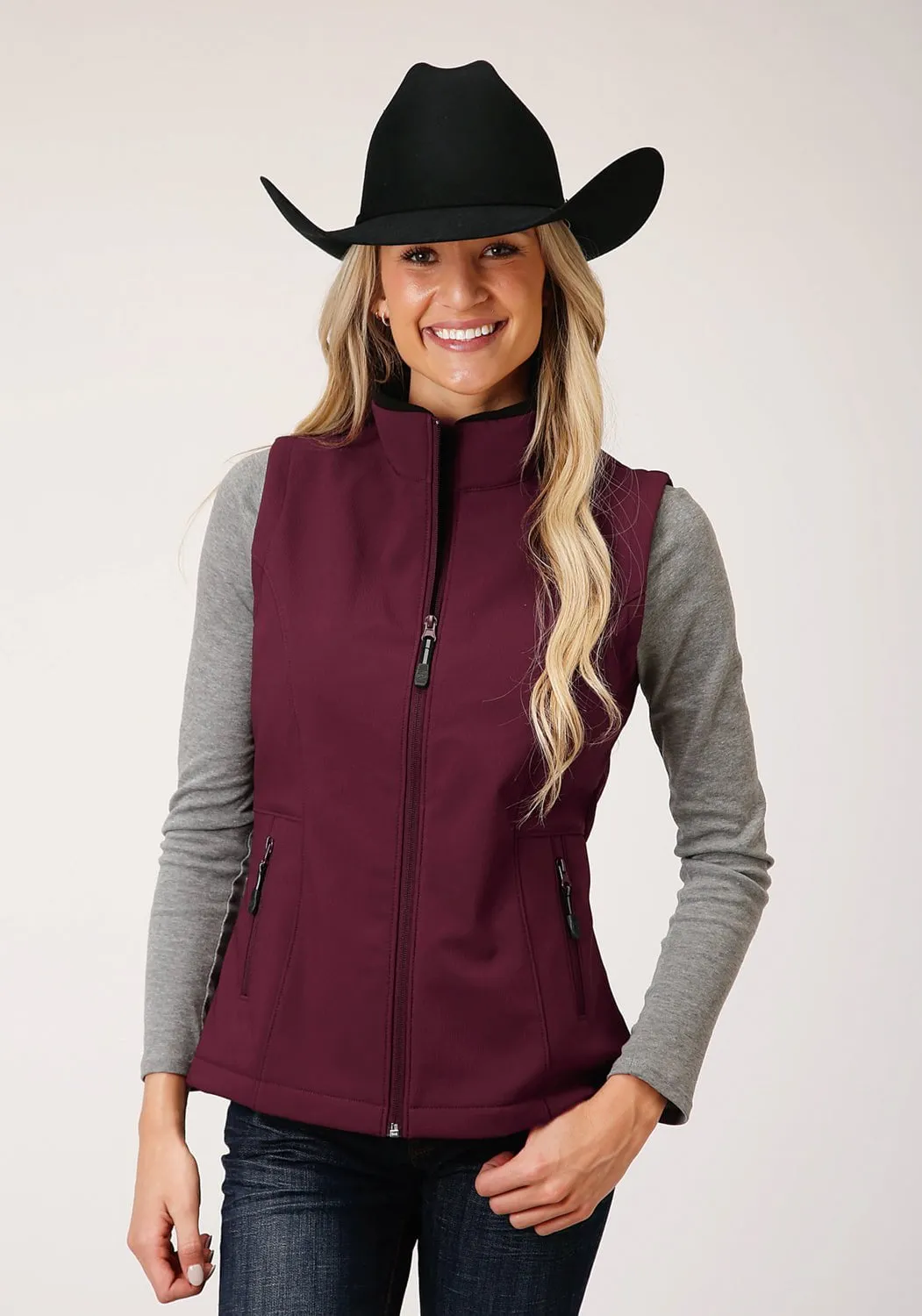 Loose Smooth Shopping Day Roper Womens Wine Polyester Softshell Fleece Vest