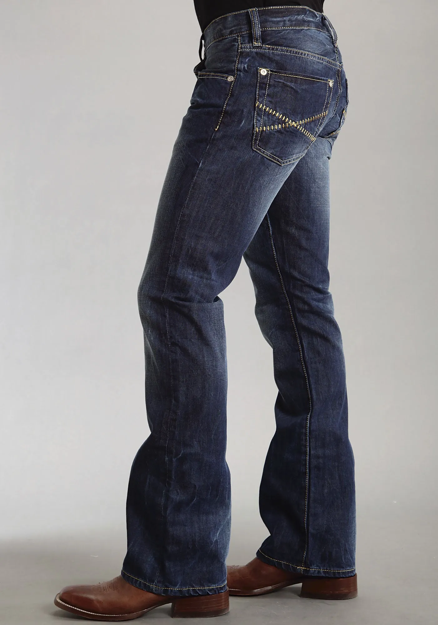 Traveler Gear Smart Casual Stetson Mens 1014 Rocks Fit Small Stitch Blue 100% Cotton Jeans
