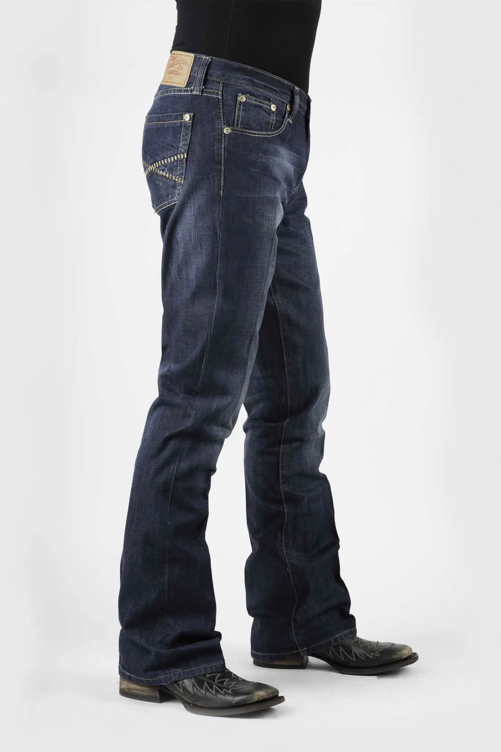 Durable Weave Effortless Design Stetson Mens 1014 Rocks Fit Small Stitch Blue 100% Cotton Jeans
