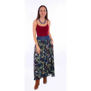 Airy Touch Scully Womens Tropical Floral Wrap Black 100% Rayon Skirt Adaptive Stretch Fabric Breathable Minimalist Scully Womens Tropical Floral Wrap Black 100% Rayon Skirt