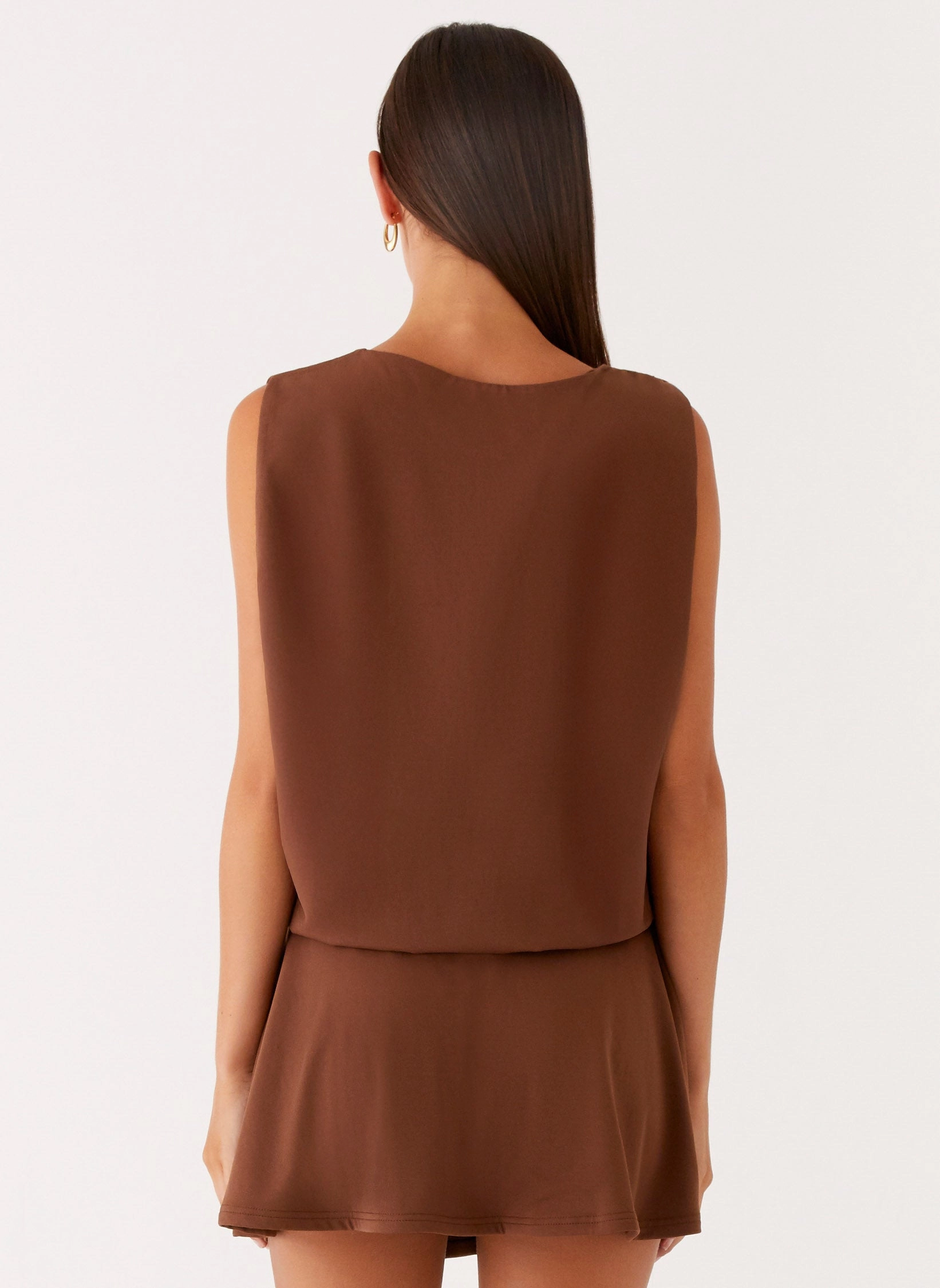 Front-Zip Ala Mini Dress - Chocolate