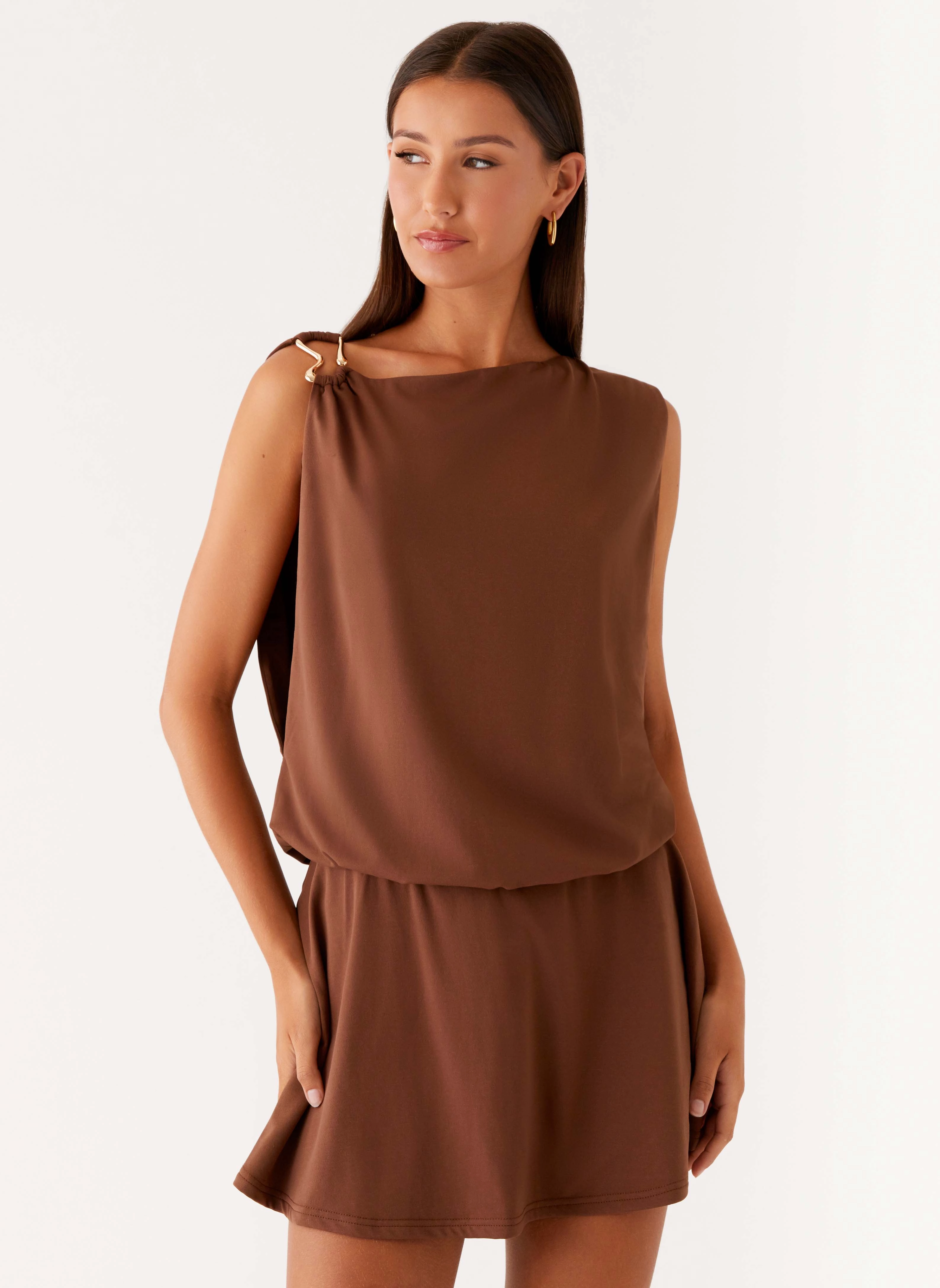 Ala Mini Dress - Chocolate Soft Wear Comfort Stretch