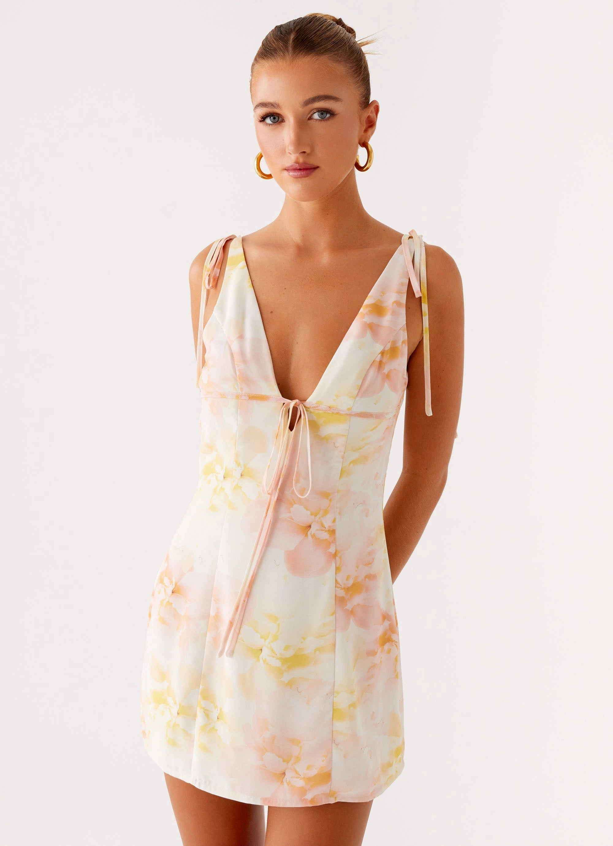 Alden Mini Dress - Floral Print Wave Soft