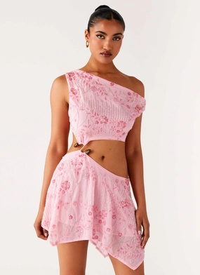 Aletta Sequin Mini Dress - Pink Shell Detail Aletta Sequin Mini Dress - Pink Clean Comfort Body Flow