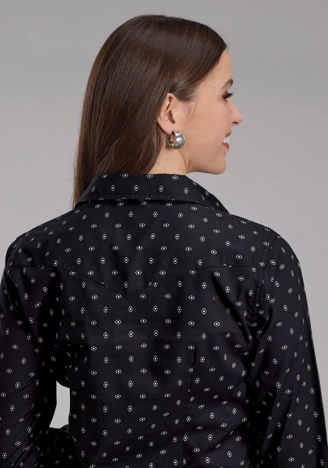 Sporty Appeal Roper Womens 2180 Broken Diamonds Black 100% Cotton L/S Shirt