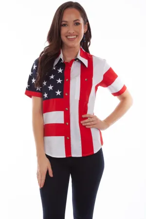 All-day Comfort Scully Womens Red 100% Cotton Flag S/S Shirt Scully Womens Red 100% Cotton Flag S/S Shirt adult clothing
