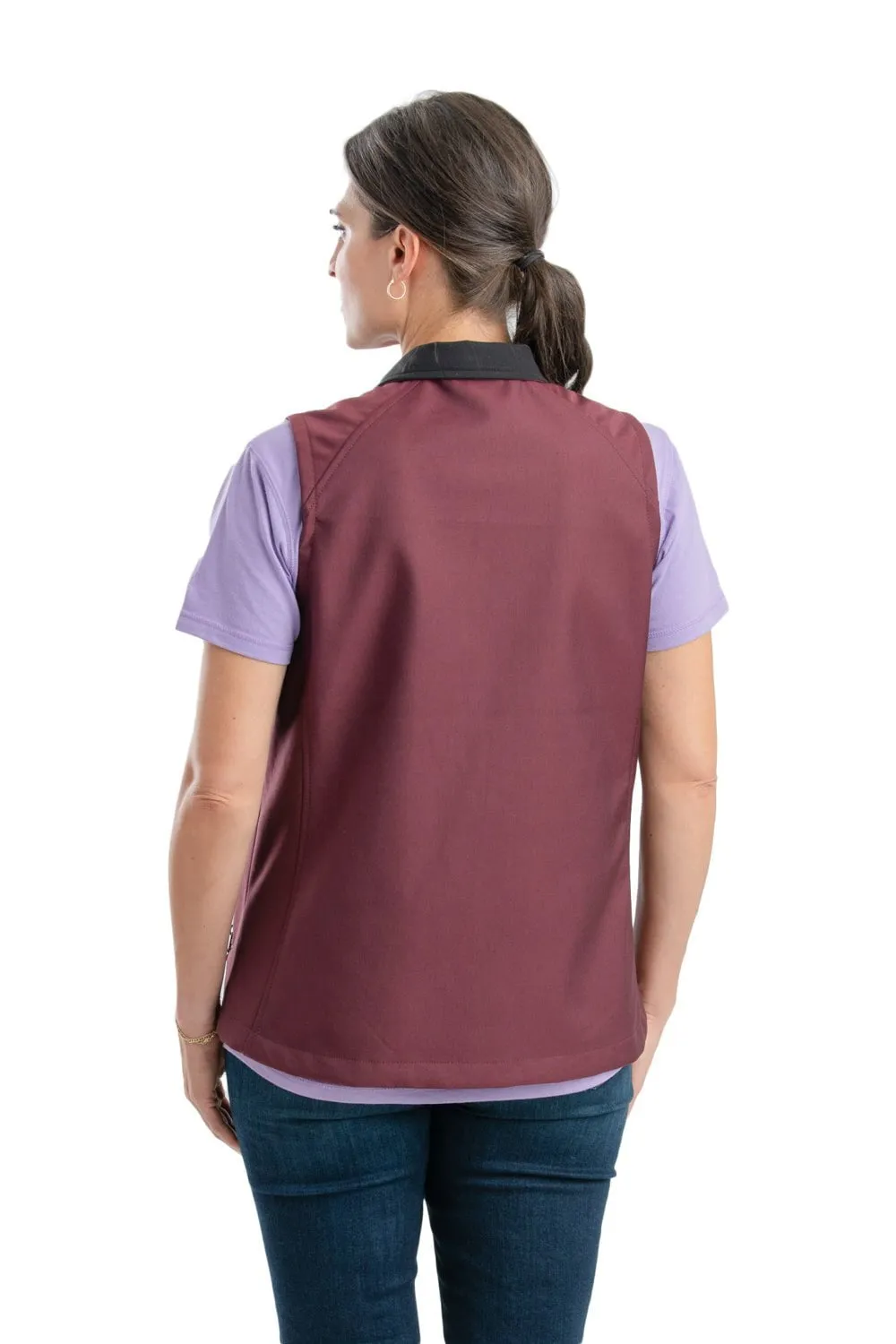 All Size Fit Berne Maroon Cotton Blend Womens Softshell Vest