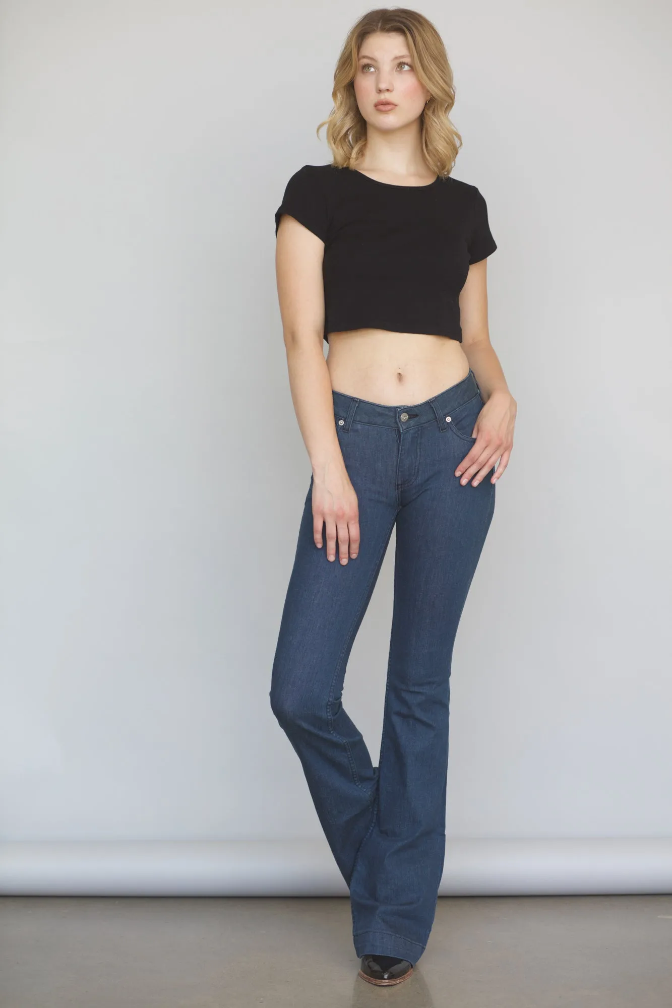 Affordable Autumn Days Breathable Kimes Ranch Womens Lola Jeans Dark Indigo Cotton Blend Wide Flare Leg