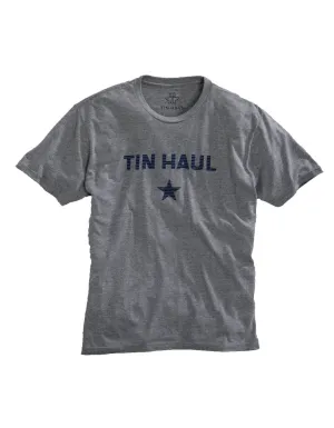 All Day Wear Tin Haul Mens Heather Grey Cotton Blend Star with Lines S/S T-Shirt Tin Haul Mens Heather Grey Cotton Blend Star with Lines S/S T-Shirt Lightweight Fabric Button-up