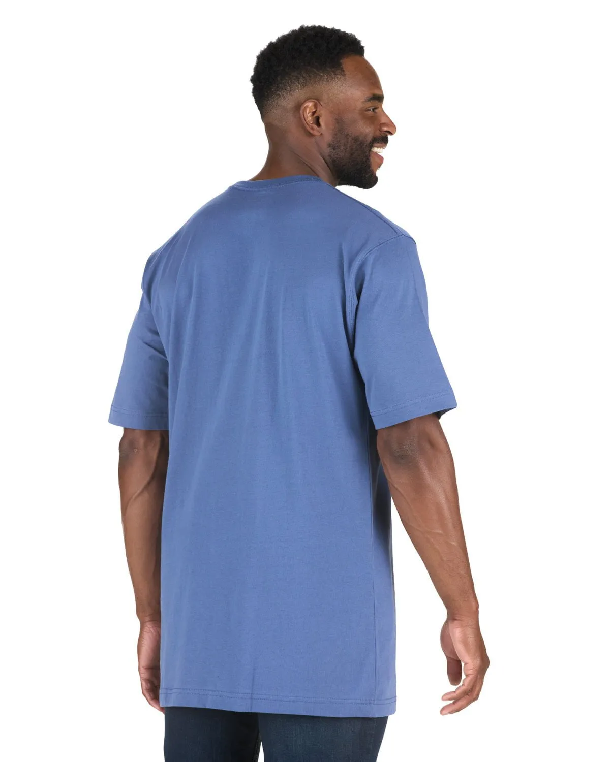 Berne Mens Heavyweight Pocket Tee Royal Blue 100% Cotton S/S T-Shirt Gradient effect Multipocket Style