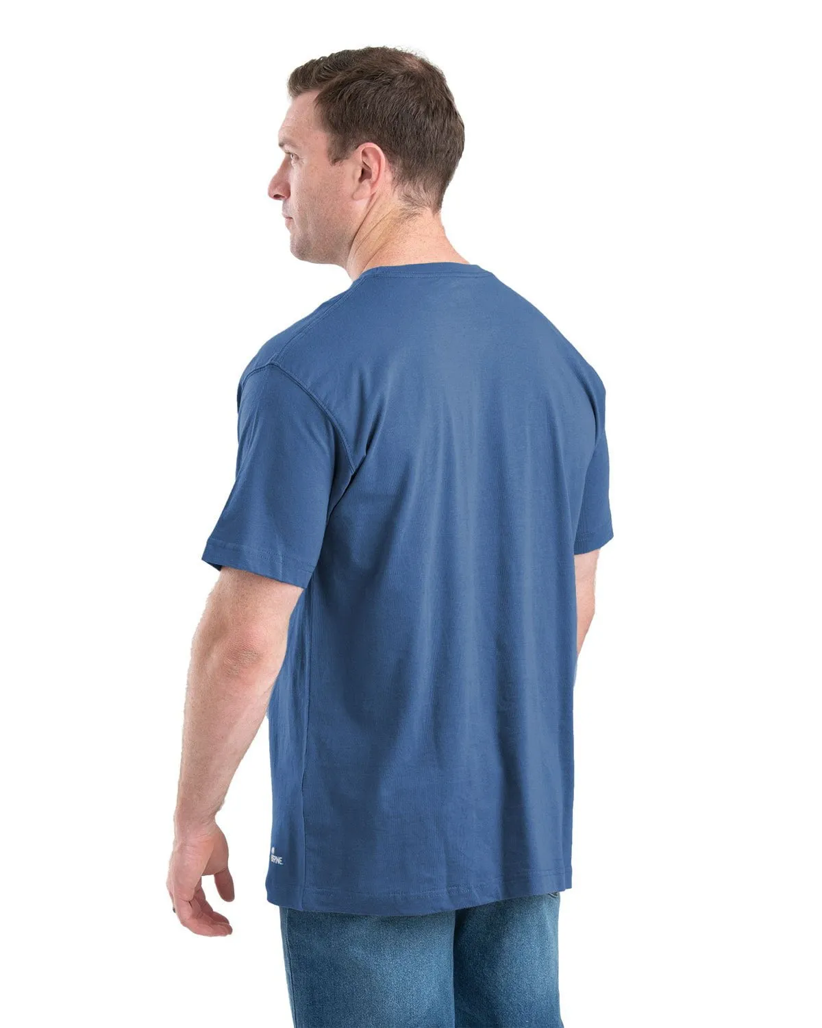Non Chafe Seams No Slip Shoulder Grips Berne Mens Heavyweight Pocket Tee Royal Blue 100% Cotton S/S T-Shirt