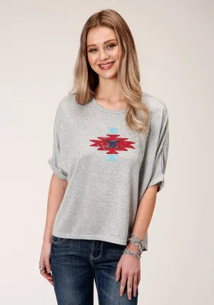 All-Occasion Wear Roper Womens Heather Grey Polyester Dolman Aztec S/S T-Shirt Roper Womens Heather Grey Polyester Dolman Aztec S/S T-Shirt Stylish Appearance Youth fashion
