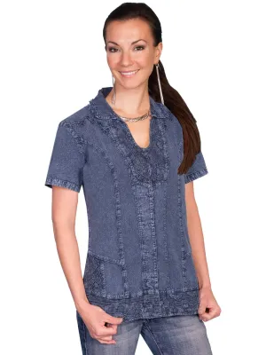 All-Purpose Layer Scully Womens Soutache Embroidery Dark Blue 100% Cotton S/S Blouse Graduation Ceremony Scully Womens Soutache Embroidery Dark Blue 100% Cotton S/S Blouse