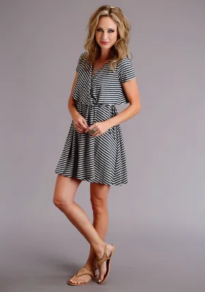 All Rounder Stetson Womens Navy/White Rayon Striped Wrap S/S Dress Stetson Womens Navy/White Rayon Striped Wrap S/S Dress Reliable Outfit