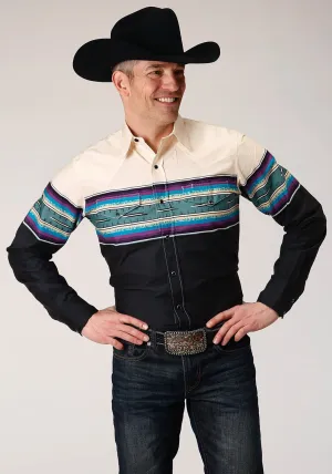 All-Season Style Roper Mens Green 100% Cotton Greenline Serape L/S Snap Shirt Roper Mens Green 100% Cotton Greenline Serape L/S Snap Shirt Fashionable Layer