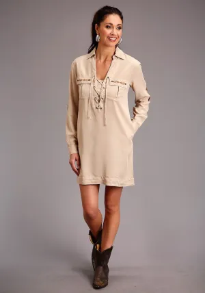 All Time Fit Stetson Womens Khaki Denim Safari-Style L/S Dress Stetson Womens Khaki Denim Safari-Style L/S Dress Smooth Road Trip Street Style