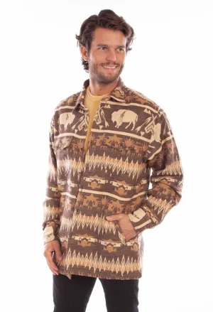 Scully Mens Buffalo Jacket Brown 100% Cotton L/S Shirt Gradient effect