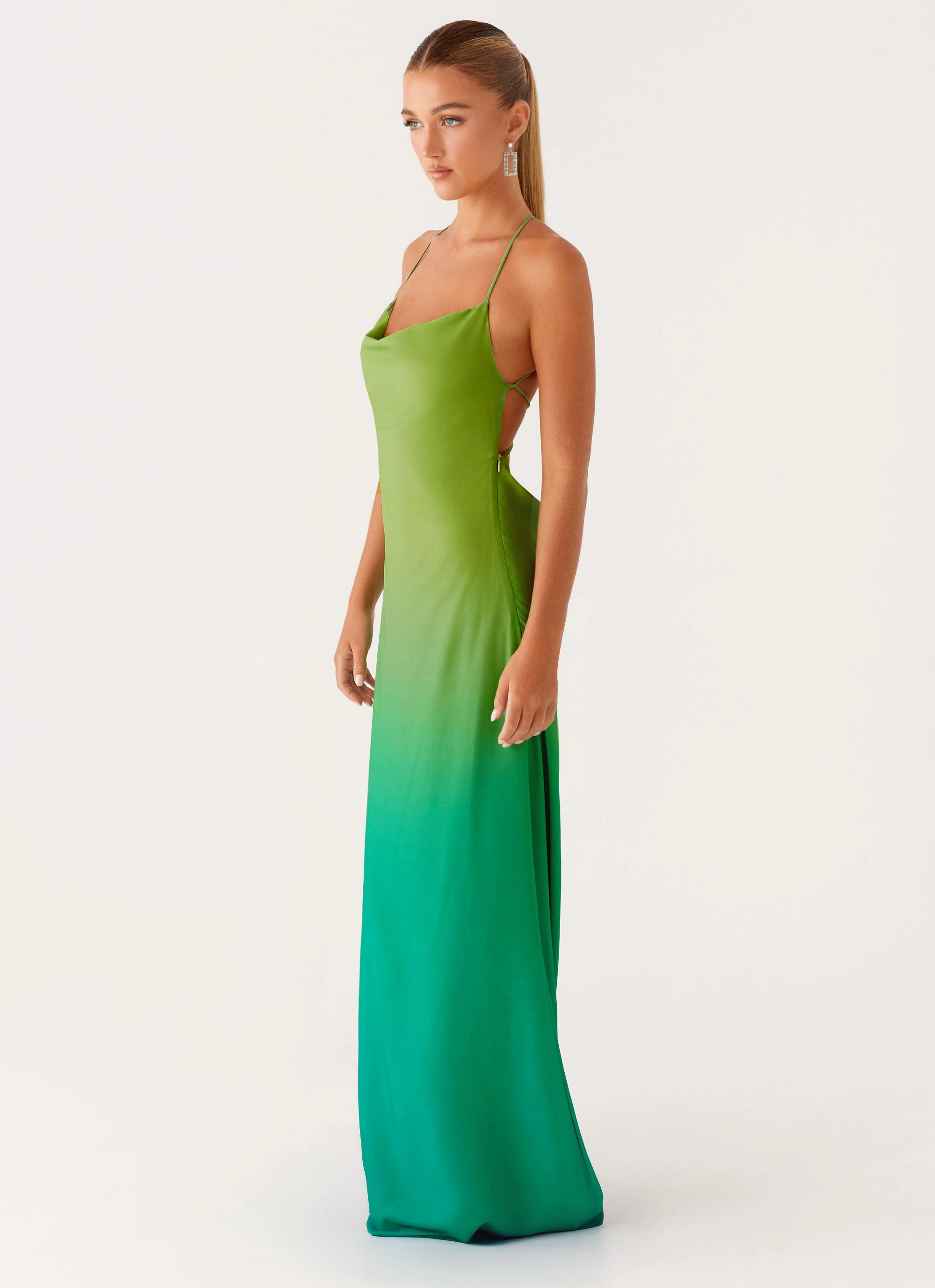 Cool Texture Stylish Fit Opposites Attract Maxi Dress - Green Ombre