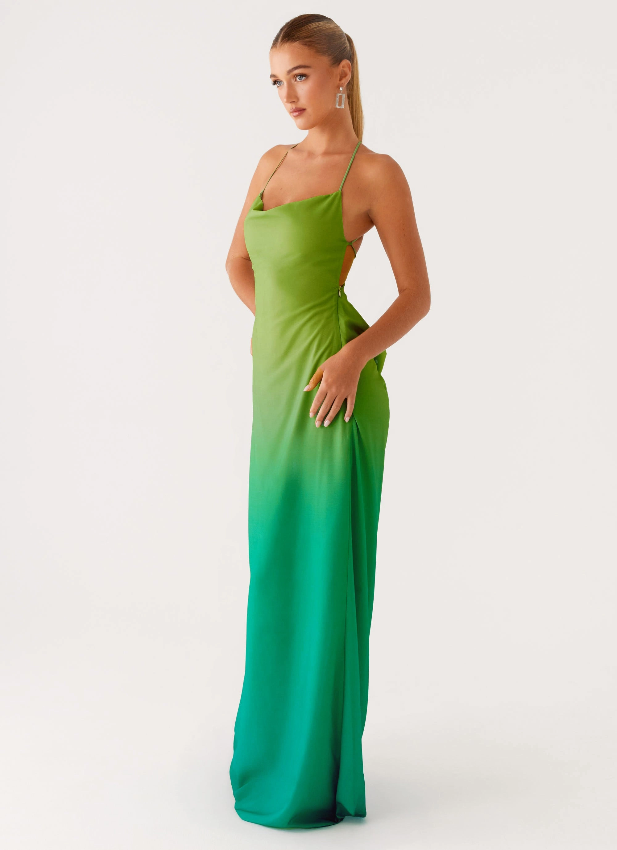Lace Detail Opposites Attract Maxi Dress - Green Ombre