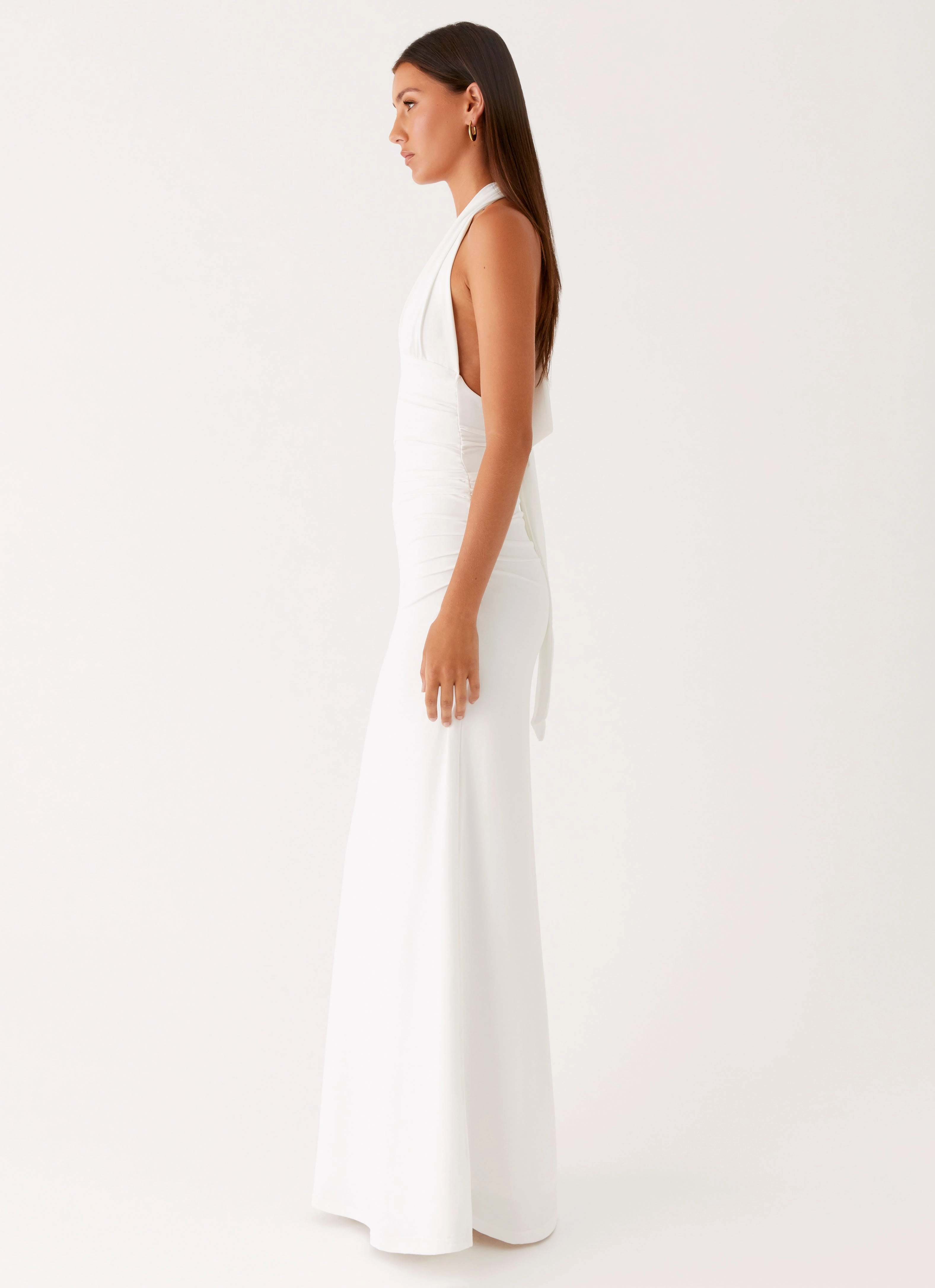 Ilaria Halter Maxi Dress - White Polished Layer Holiday Wear