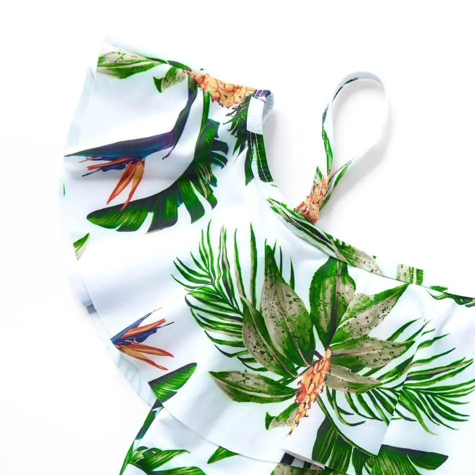 Allover Tropical Pineapple Printed Family Matching Swimwear