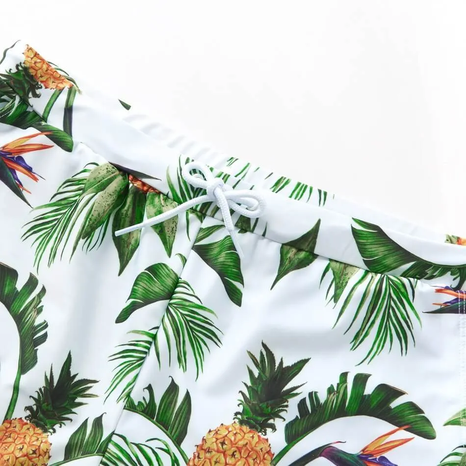 Allover Tropical Pineapple Printed Family Matching Swimwear