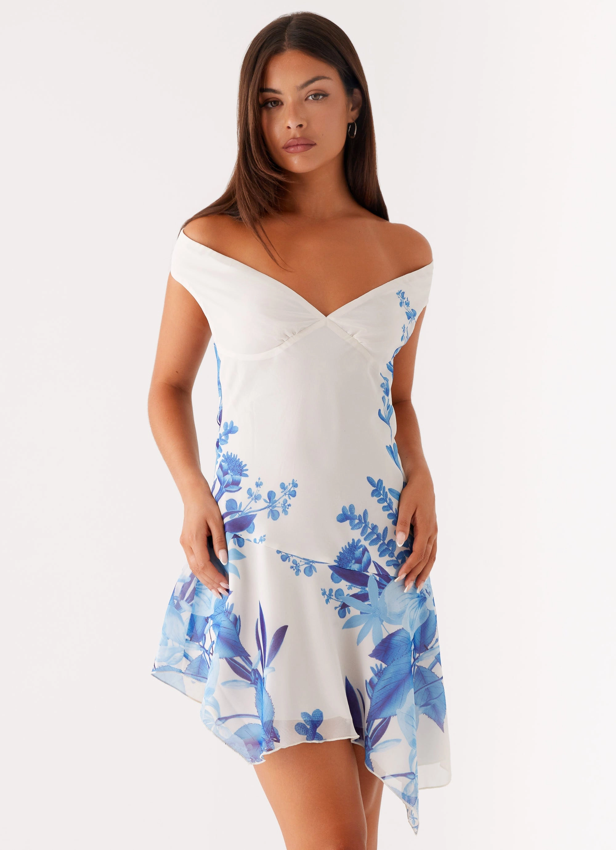 Alma Mini Dress - Blue Floral Print Cozy and Comfortable Nature Glow