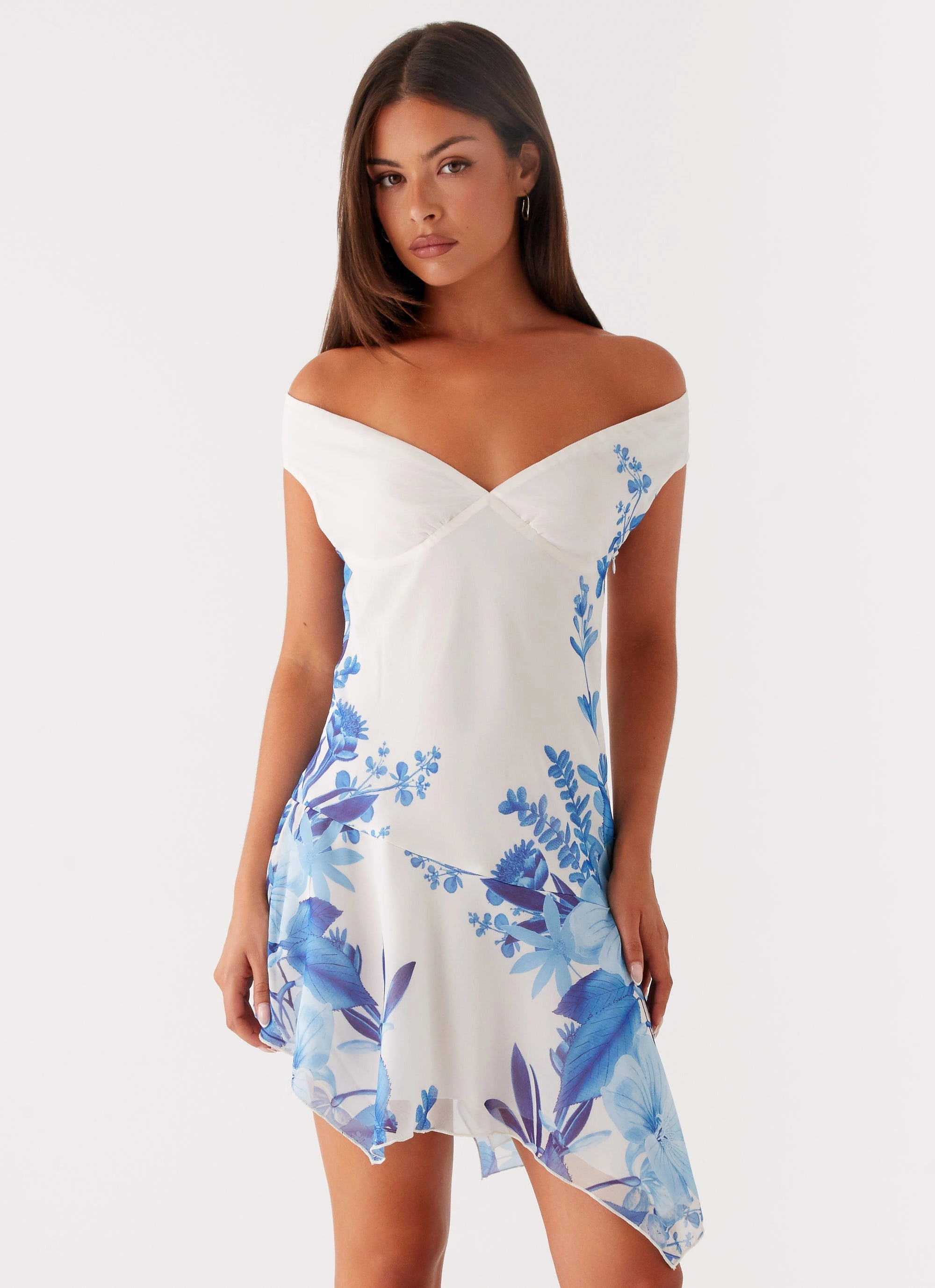 Cozy Energy Alma Mini Dress - Blue Floral Print