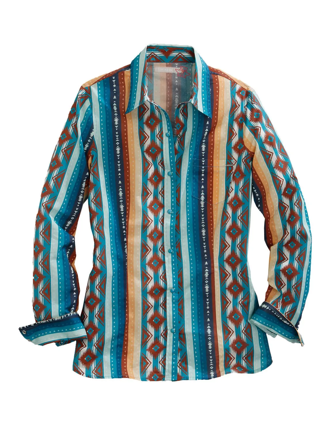 Foundation Wear Tin Haul Womens Multi-Color 100% Cotton Aztec Serape L/S Shirt