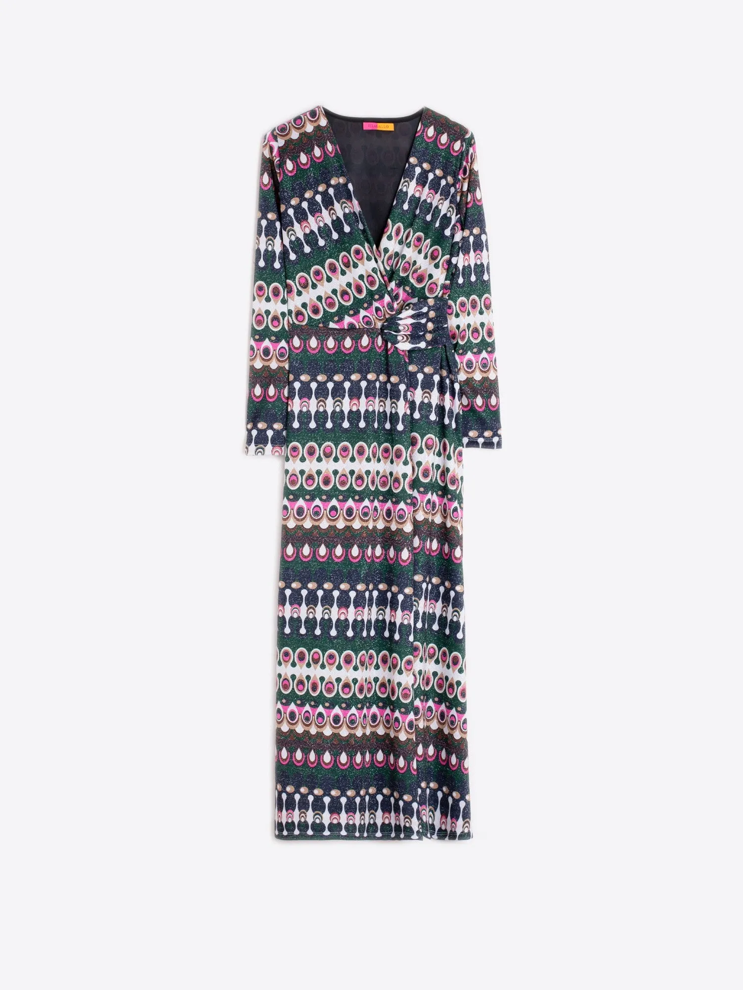 Amelia Midi Wrap Dress in Geometric Lurex Seamless Finish