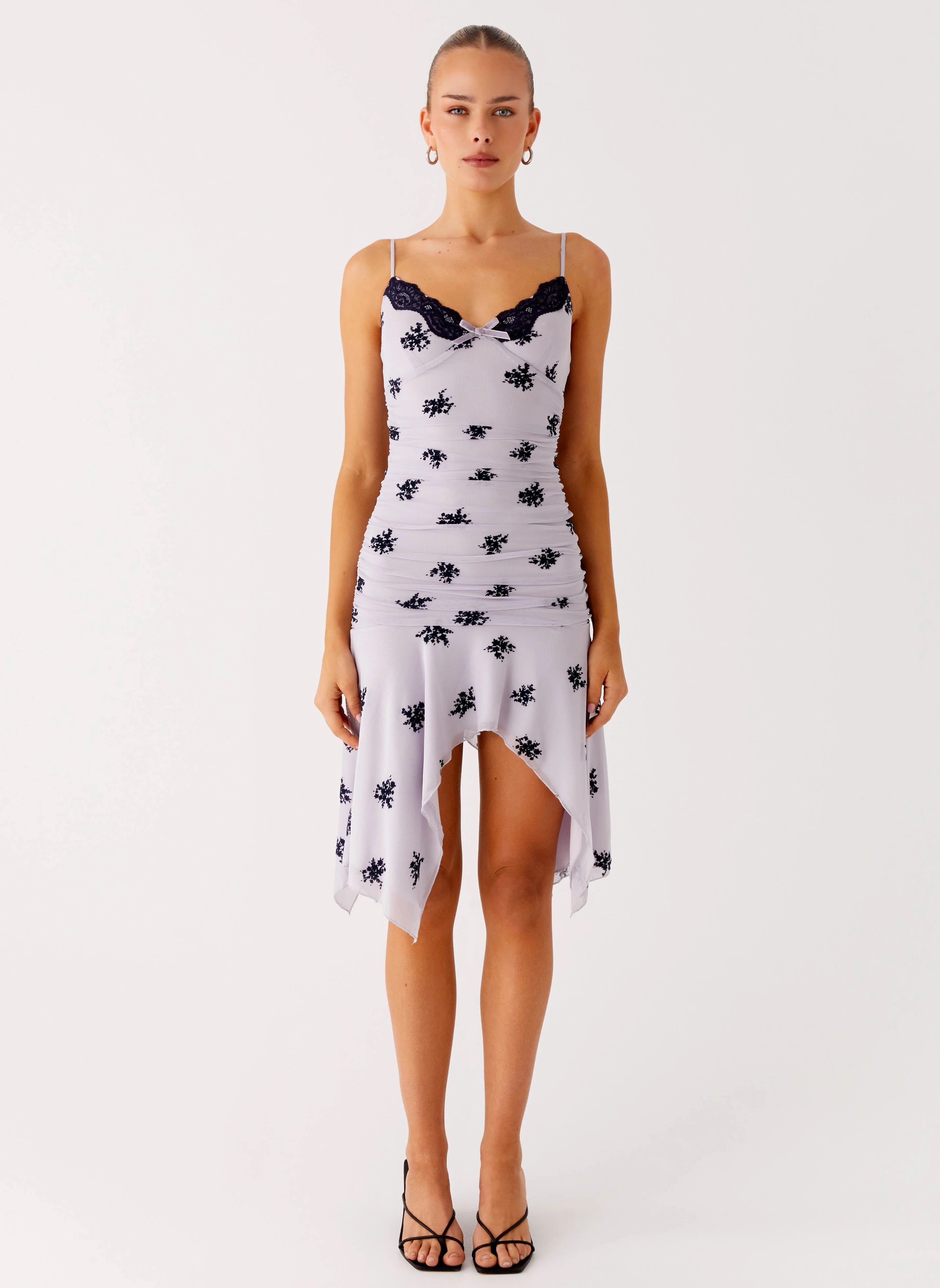 Summer Staple sophisticated appearance Amor Flock Hanky Mini Dress - Lilac