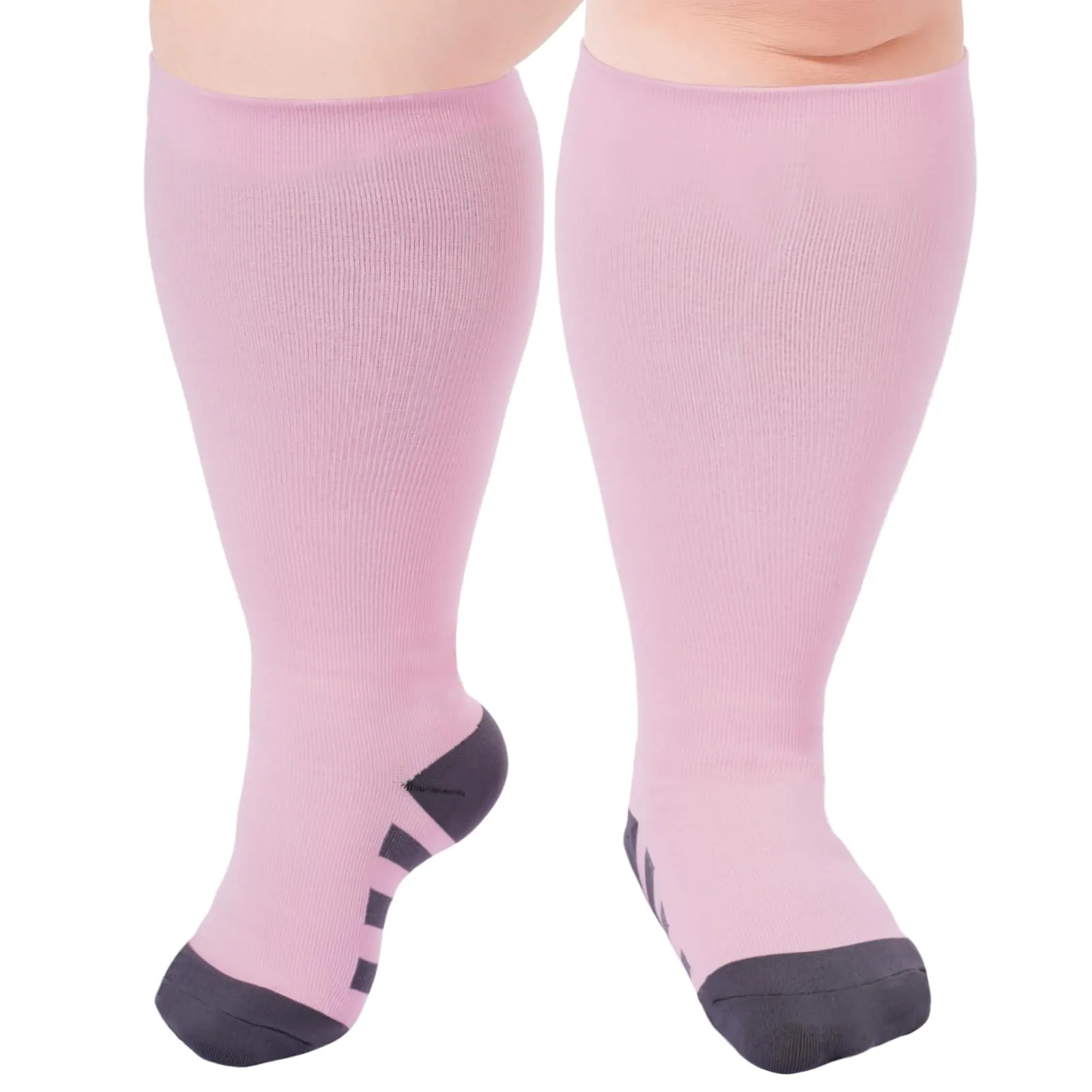 Ancrina Plus Size Compression Stockings for Men & Women, Compression Socks for Sports Running Air Travel Cycling XL-XXL Pink
