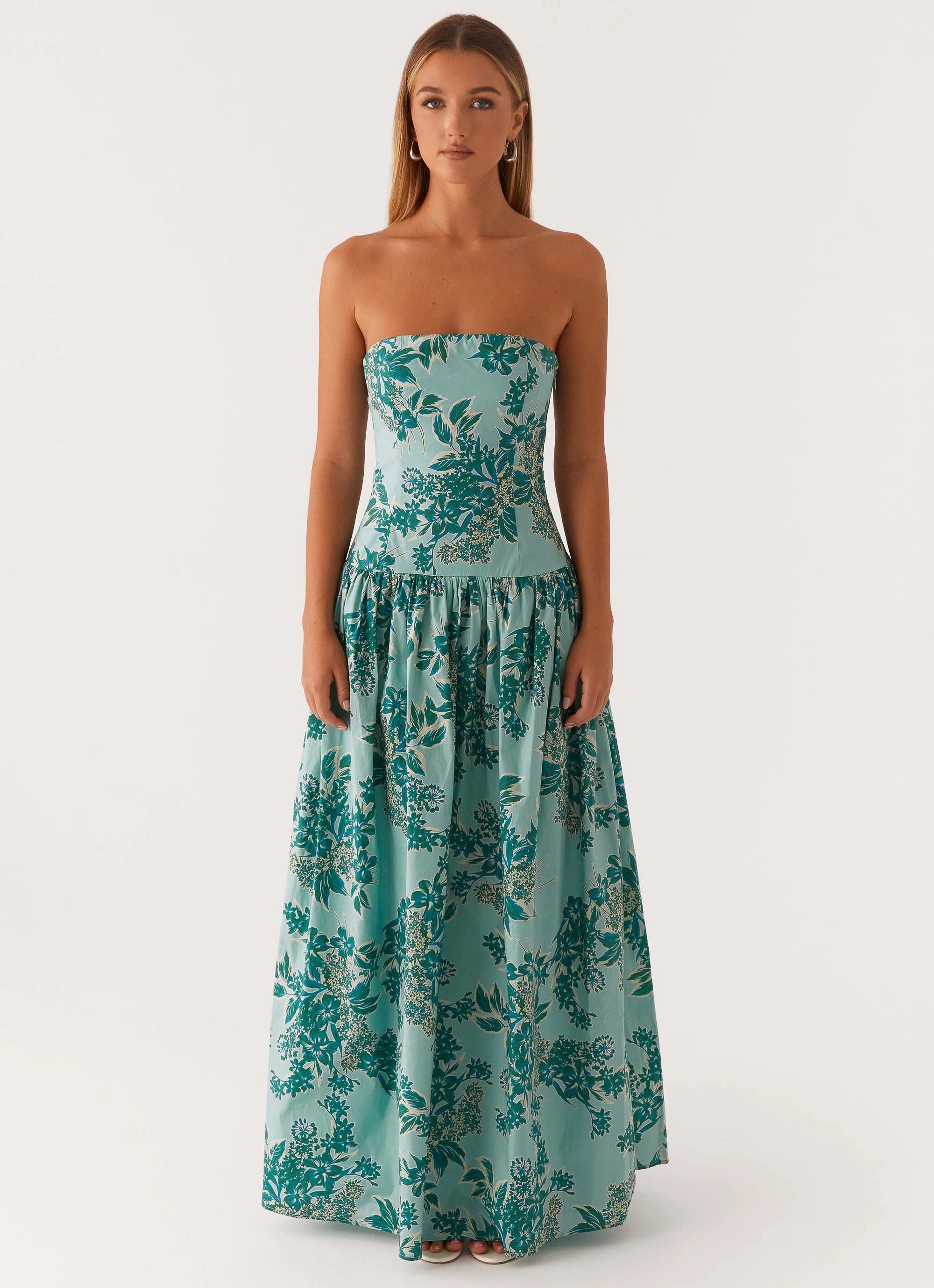 Andorra Maxi Dress - Cloud Nine Floral Structured Fit Relaxed Line