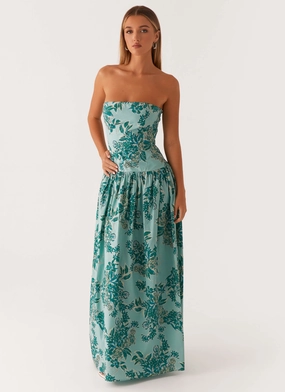 Andorra Maxi Dress - Cloud Nine Floral Day To Night Light Finish Fitted Shape Andorra Maxi Dress - Cloud Nine Floral