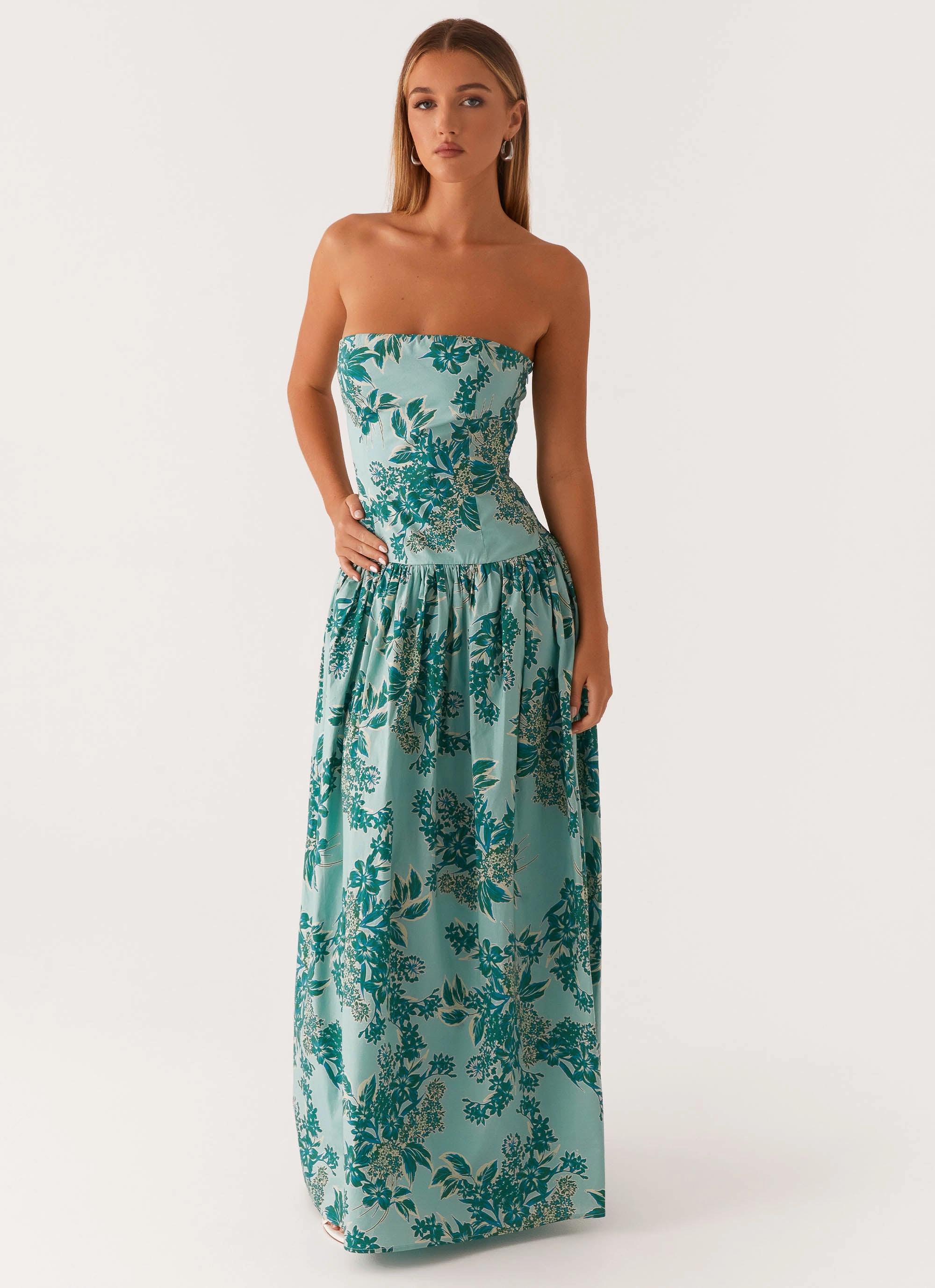 Light Finish Fitted Shape Andorra Maxi Dress - Cloud Nine Floral
