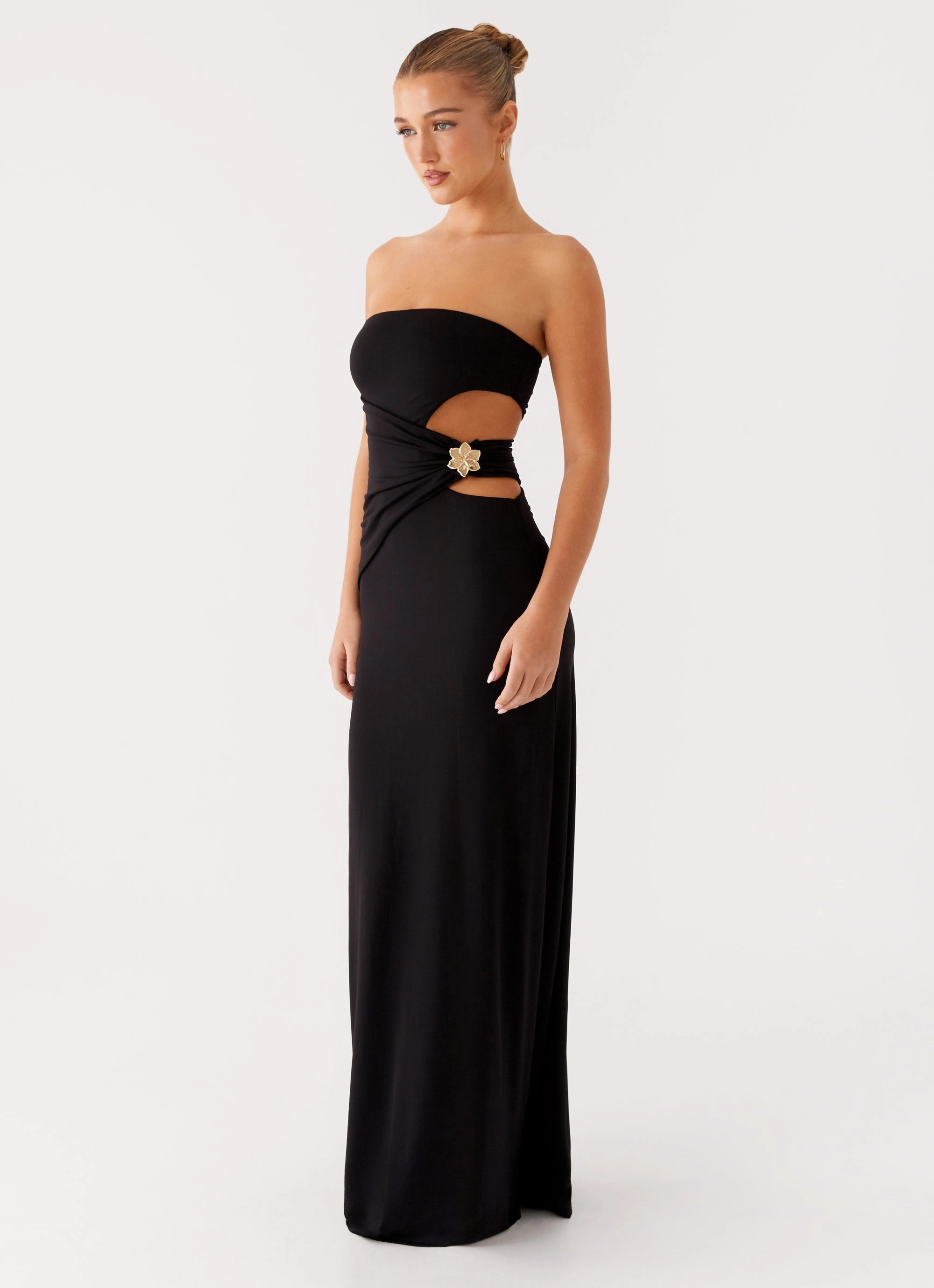 Bohemian style Warm Pink Anetta Maxi Dress - Black