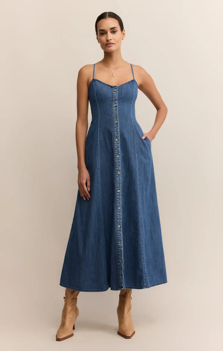 ANGEL EYES DENIM MIDI DRESS Luxury-Fabric