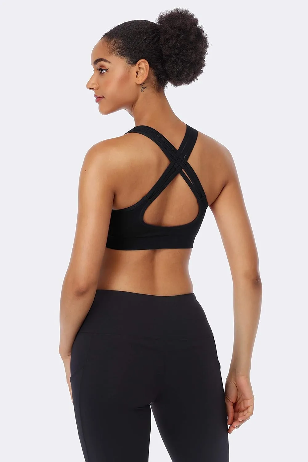 ANGOOL Strappy Sports Bras for Women - Medium Support Wirefree Yoga Bra Activewear