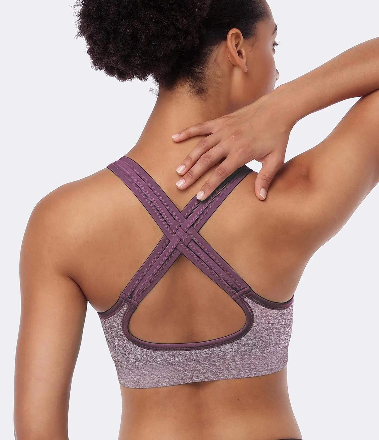 ANGOOL Strappy Sports Bras for Women - Medium Support Wirefree Yoga Bra Activewear
